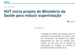 HUT inicia projeto do Ministério da Saúde para reduzir superlotação